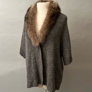 Women's Luxury Cashmere and Fur Sweater XL
